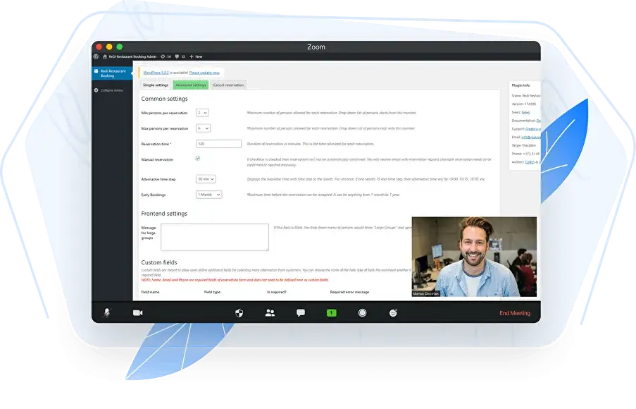ReDi Restaurant Reservation plugin demo