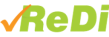 The image displays the logo of ReDi, featuring stylized white lettering on an orange and green background.